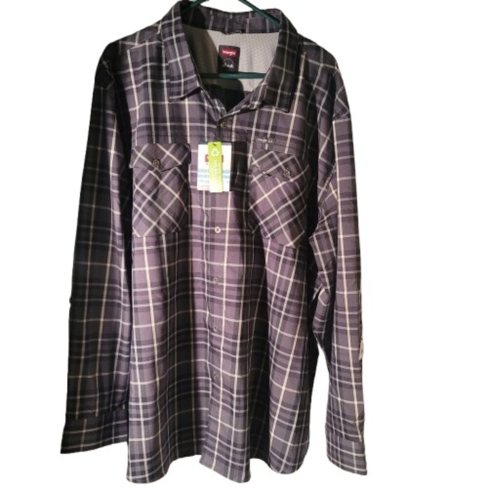 NWT Wrangler Outdoor 2-Pocket Button Down Men's Utility Shirt 3XL Regular Fit